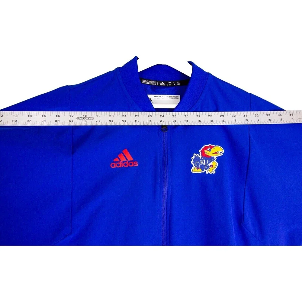 Adidas Kansas Jayhawks KU Players Jacket Full Zip Logo Men's Size Medium Blue